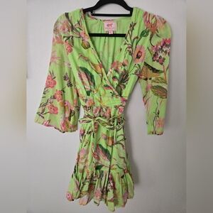 Banjanan Floral Wrap Mini Dress, designed by Caroline Weller. Size M